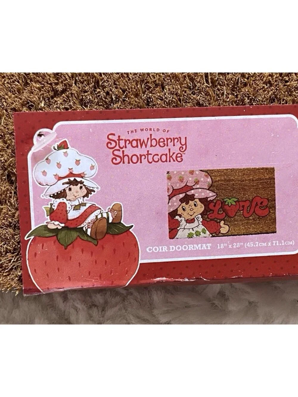 Strawberry Shortcake Valentines LOVE Welcome Coir Doormat‎ 18” X 30” NEW